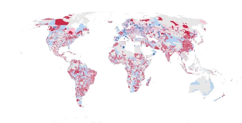 Open access visualization of Geo Map, Heatmap, Communal Level, Urban Areas, Population Change