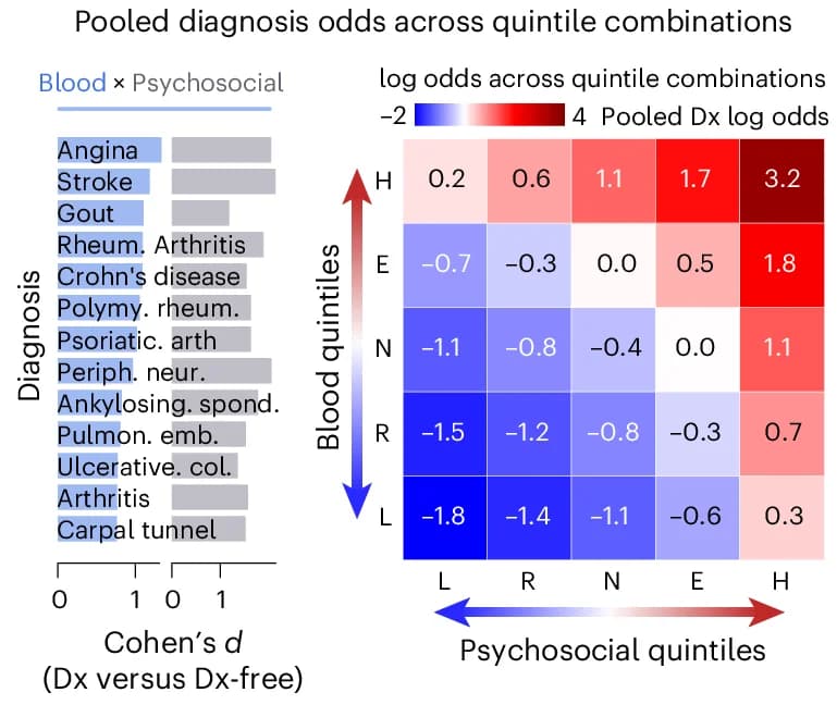Open access visualization of Heatmap, Bar Plot, Pooled Risk Scores, Diagnosis, Cohen’s d Effect Size