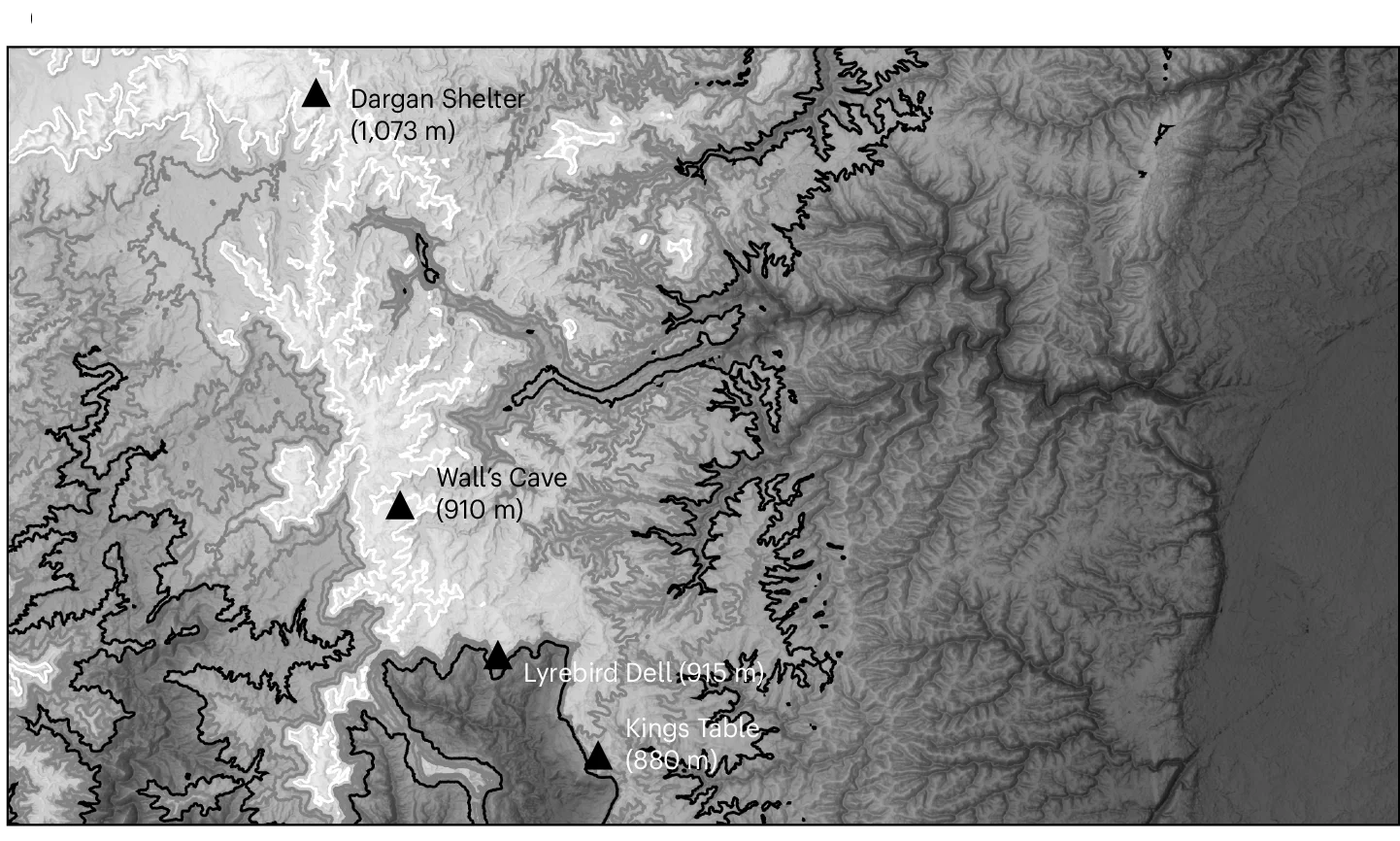 Open access visualization of Geo Map, Dargan Shelter, Late Pleistocene Sites, Blue Mountains, Periglacial Limit