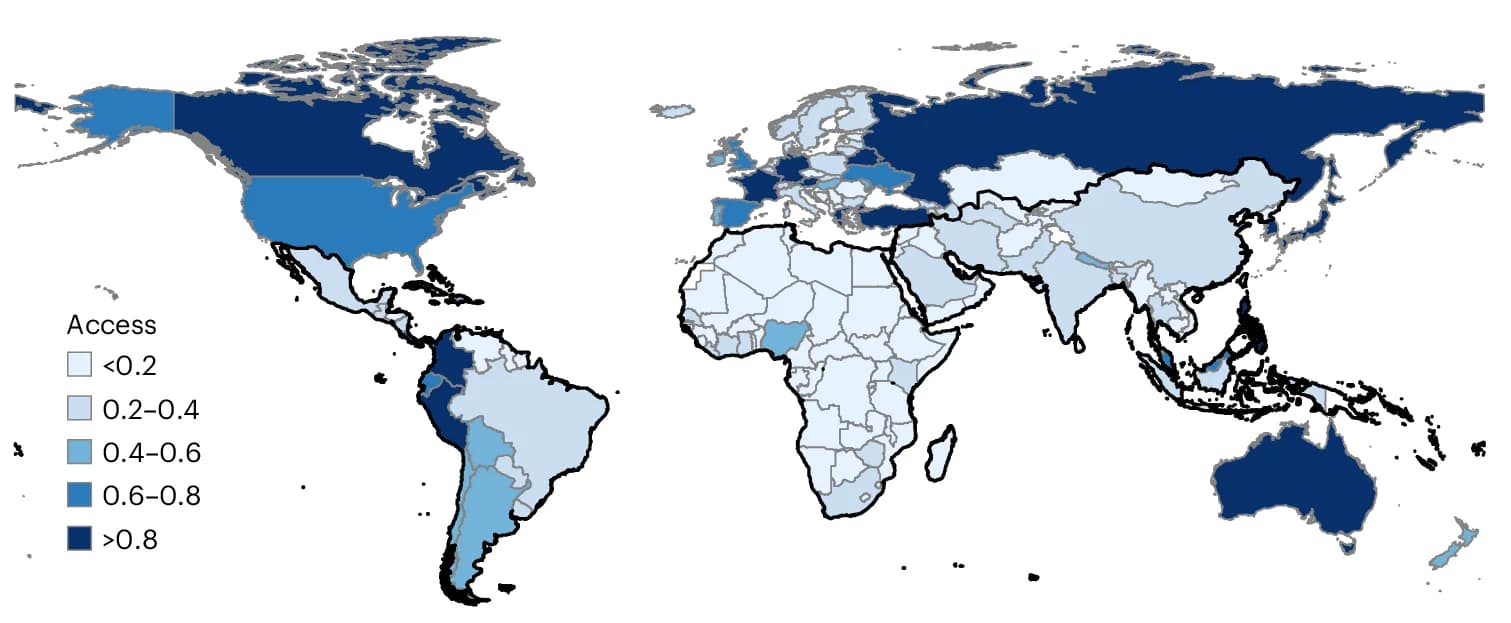 Open access visualization of Geo Map, Social Infrastructure, Global South, Countries
