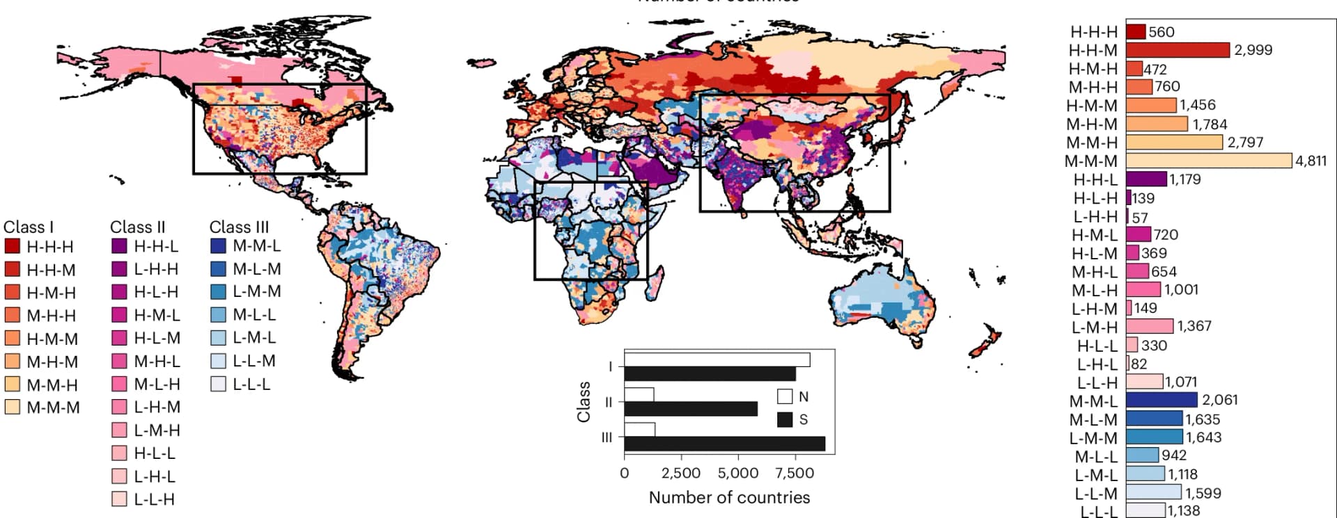 Open access visualization of Geo Map, Bar Plot, County Scale, Infrastructure Access, Global North