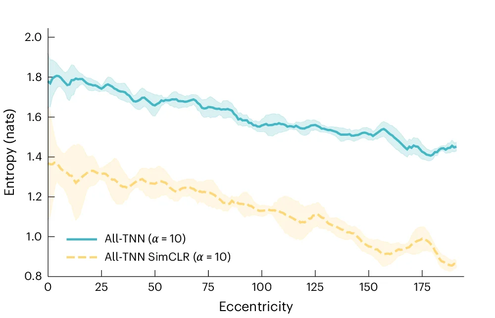 Open access visualization of Line Plot, Error Bars, Orientation Selectivity, SimCLR-trained All-TNNs, Feature Density