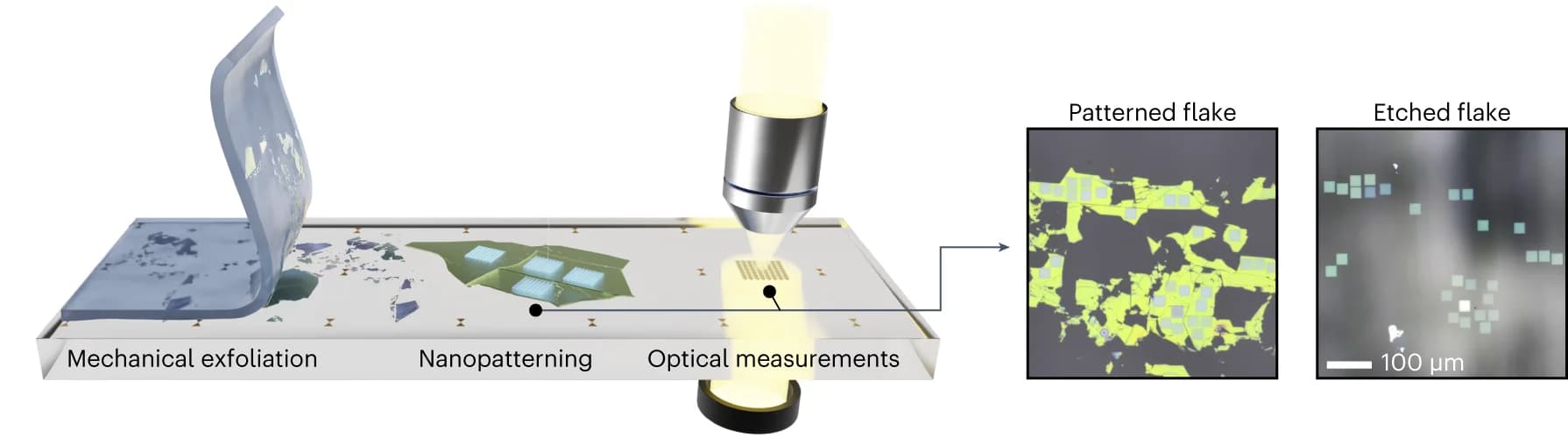 Open access visualization of Workflow, Illustration, Microscopy, WS2, Exfoliation