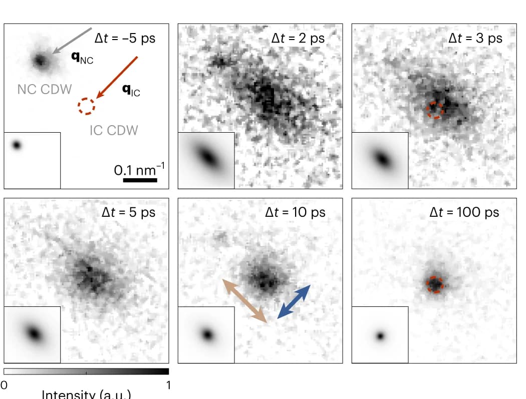 Open access visualization of Microscopy, CDW diffraction spots, FOLZ, IC spot position, azimuthal spot widths