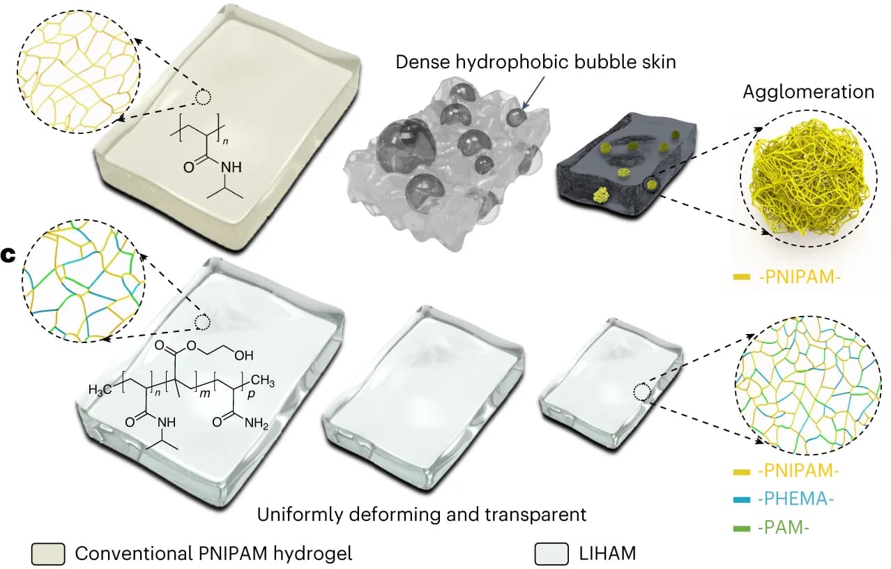 Open access visualization of Illustration, Chemical Structure, PNIPAM Hydrogel, Nonlinear Deformation, Schematic Illustration