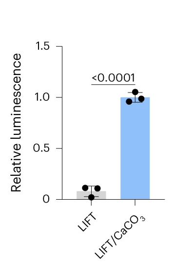 Open access visualization of Bar Plot, Error Bars, L. Lactis Viability, LIFT Hydrogels, CaCO3