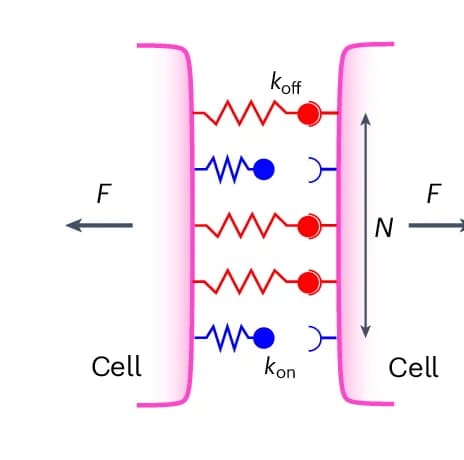 Open access visualization of Illustration, Cell Surfaces, Force, Linkers, Slip Bond Dynamics
