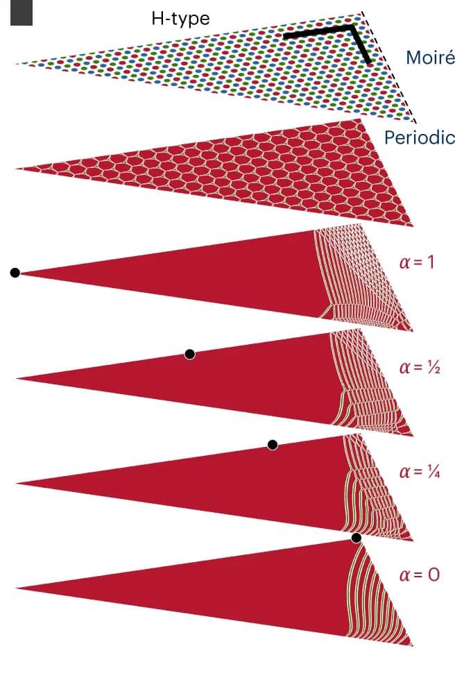 Open access visualization of Illustration, Reconstructed Domains, R-type Heterostacks, H-type Heterostacks, Twist Angle