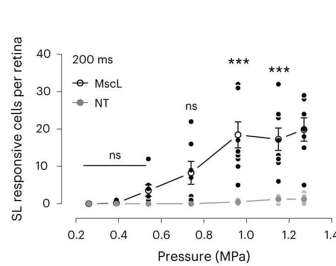 Open access visualization of Line Plot, Scatter Plot, Error Bars, SL-responding RGCs, US stimuli