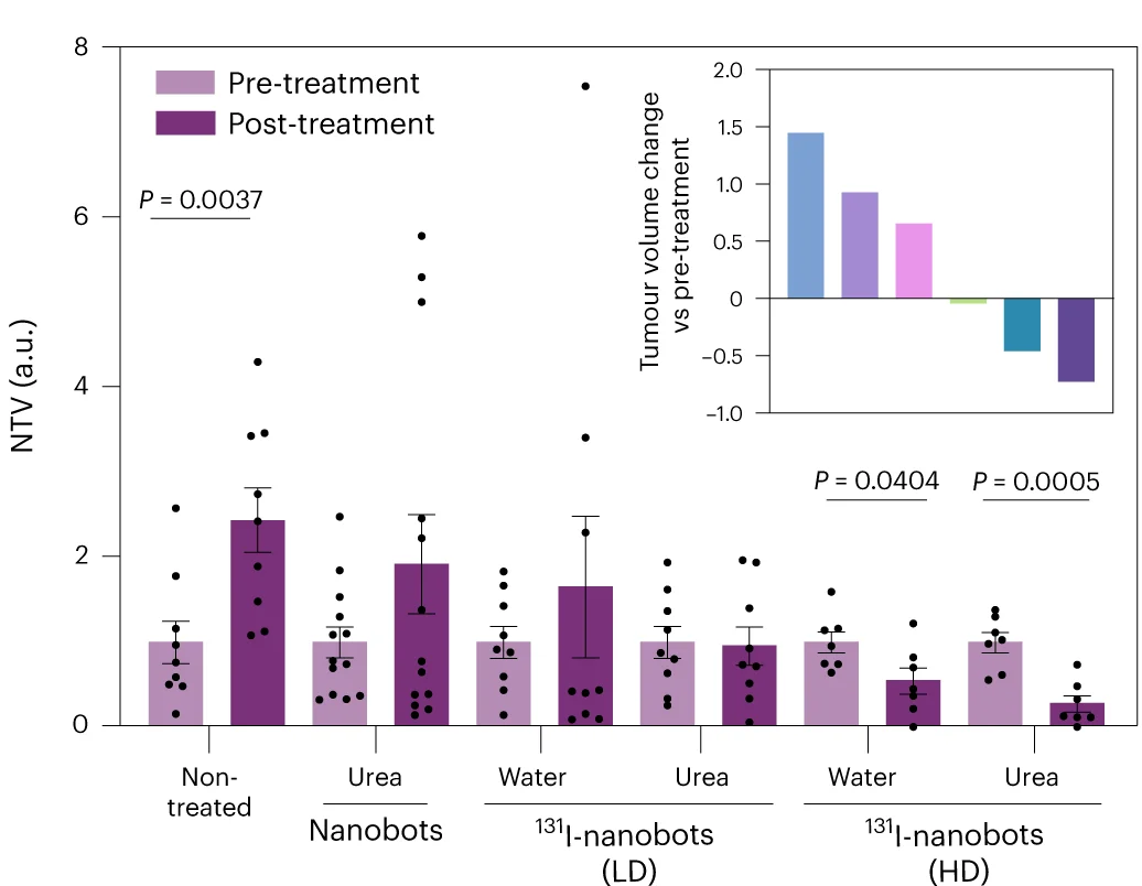 Open access visualization of Bar Plot, Error Bars, Scatter Plot, MRI, Tumor Volumes