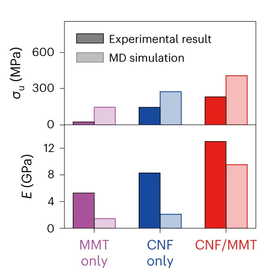 Open access visualization of Clustered, Bar Plot, Ultimate Strengths, Young's Moduli, MD-Simulated