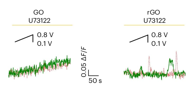 Open access visualization of Line Plot, Calcium Imaging, Brain Slices, Graphene Oxide, Reduced Graphene Oxide