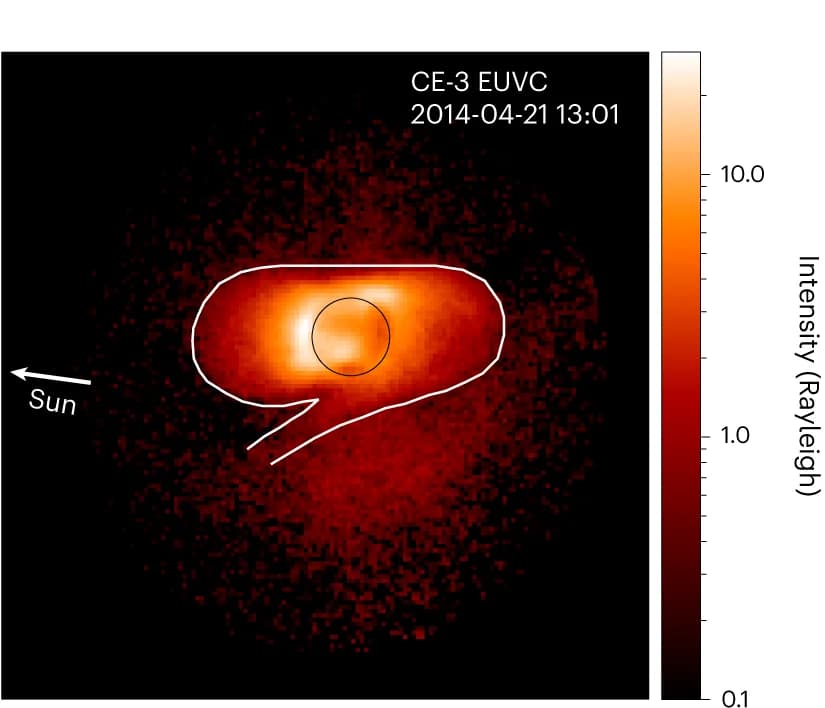 Open access visualization of Heatmap, Plasmaspheric Image, EUV Camera, Moon, EUV Emission Intensity