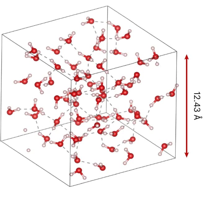 Open access visualization of 3D Plot, Chemical Structure, Liquid Water, Supercell Approach, Water Molecules