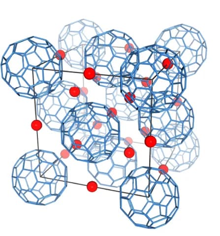Open access visualization of Chemical Structure, Crystal Structure, Organic Molecular Solid, Fullerene, Potassium Atoms