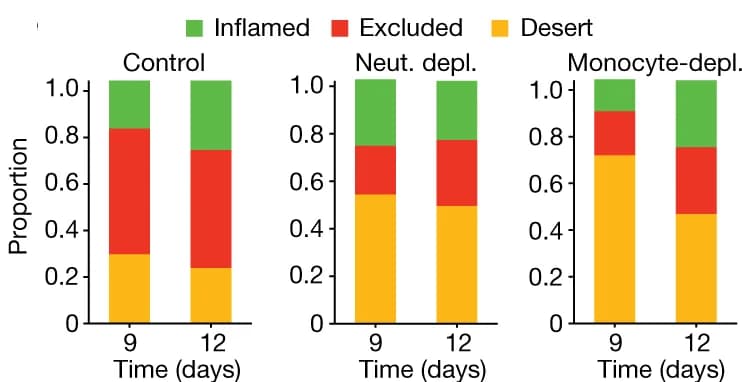Open access visualization of Stacked Bar Plot, Immune-Inflamed Tumours, Immune-Excluded Tumours, Immune-Desert Tumours, Tumours