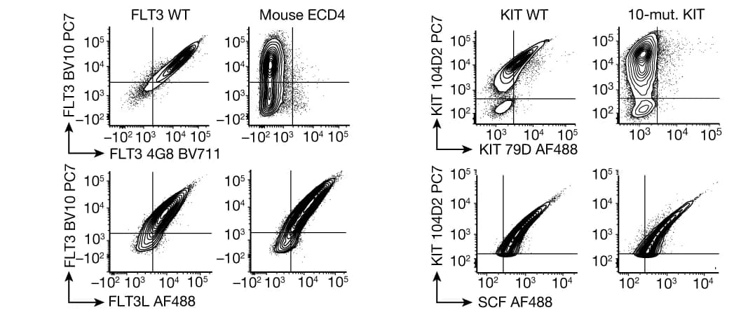 Open access visualization of Scatter Plot, Density Plot, FLT3, KIT, Amino Acid Substitutions