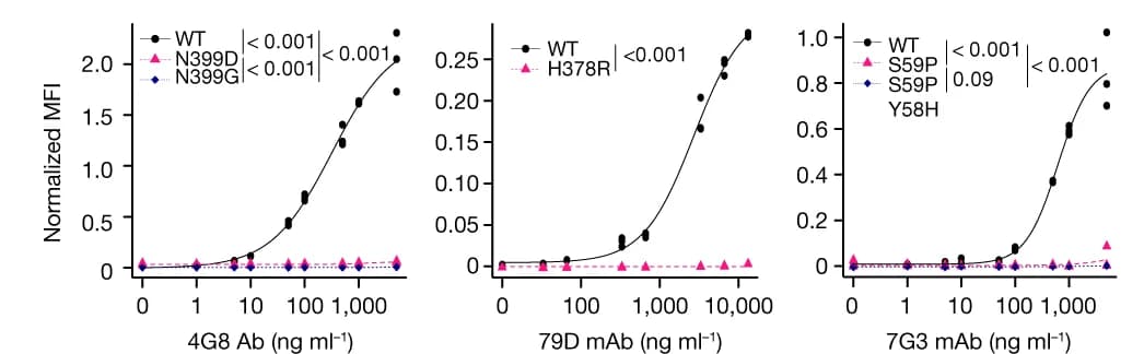Open access visualization of Line Plot, Scatter Plot, Antibodies, Receptor Variants, K562 Cells