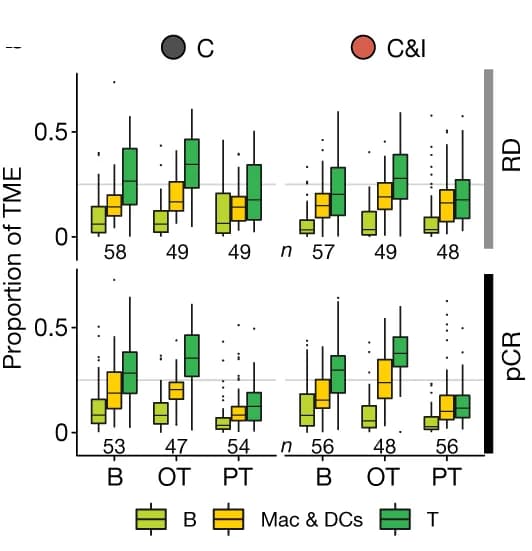 Open access visualization of Box Plot, B Cells, Macrophages & Dendritic Cells, T Cells, TME Cells
