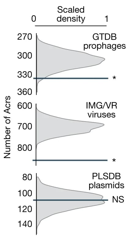 Open access visualization of Density Plot, Line Plot, acr genes, racr candidate, Permutation Test