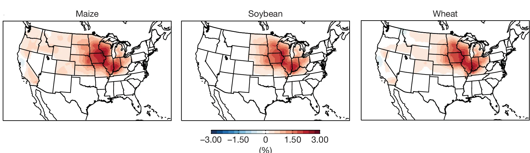 Open access visualization of Geo Map, Heatmap, Maize, Soybean, Wheat