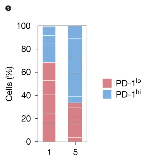 Open access visualization of Bar Plot, Cells, PD-1 level, PD-1lo, PD-1hi