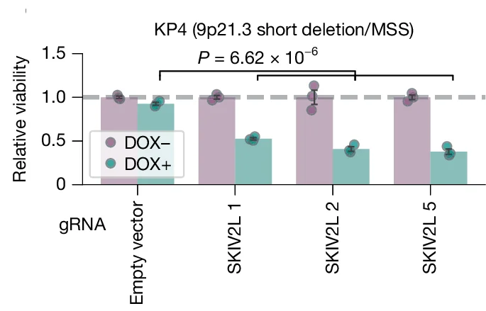 Open access visualization of Bar Plot, Error Bars, Clustered, KP4 Cells, CRISPR Knockout