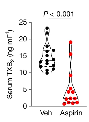 Open access visualization of Violin Plot, Serum, TXB2, Vehicle, Aspirin