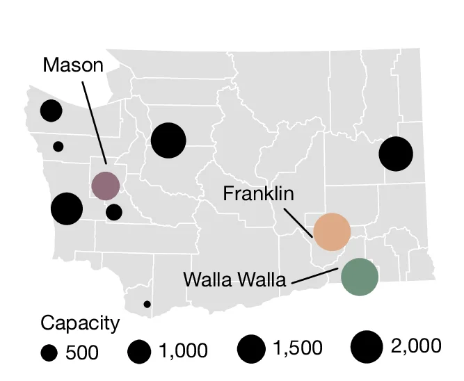 Open access visualization of Geo Map, Male State Prisons, Washington, Map
