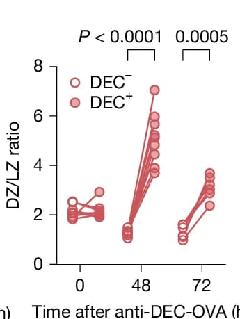 Open access visualization of Scatter Plot, DZ/LZ Distribution, DEC-205+ B Cells, DEC-205- B Cells, B1-8 hi GC B Cells