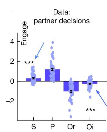 Open access visualization of Bar Plot, Scatter Plot, Error Bars, Partner Decisions, Social fMRI