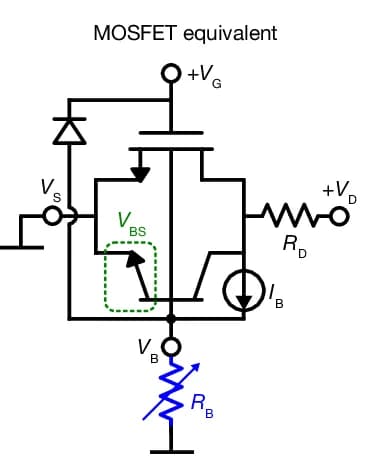 Open access visualization of Illustration, MOSFET, Equivalent Circuit, Parasitic Components, Impact Ionization