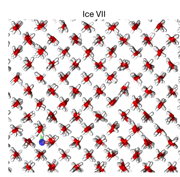 Open access visualization of Chemical Structure, Molecular Dynamics Simulations, Ordinary Ice VII, Snapshots, Arbitrary Units