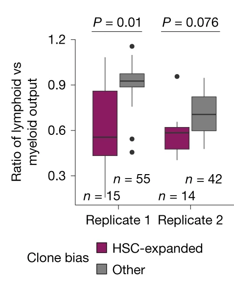 Open access visualization of Box Plot, Lymphoid Output, Myeloid Output, Clone, EPI-Clone