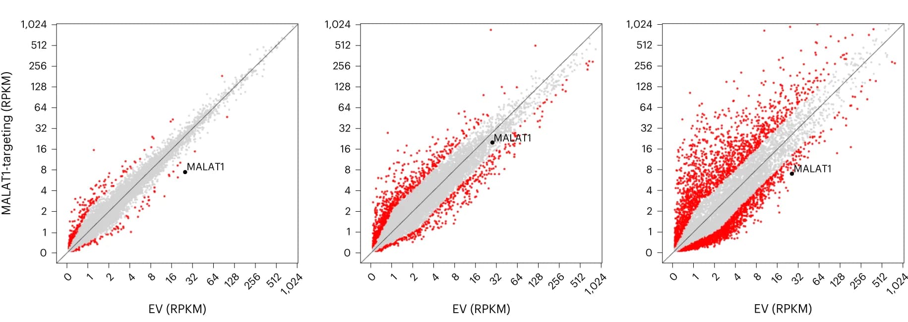 Open access visualization of Scatter Plot, Regression Plot, Scatterplots, Transcript Levels, HEK293T Cells