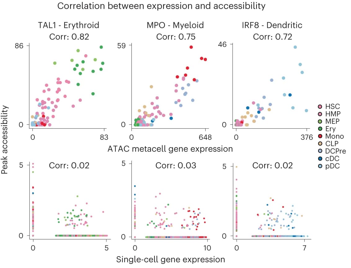 Open access visualization of Scatter Plot, ATAC, Gene Expression, Single-cell, Metacell