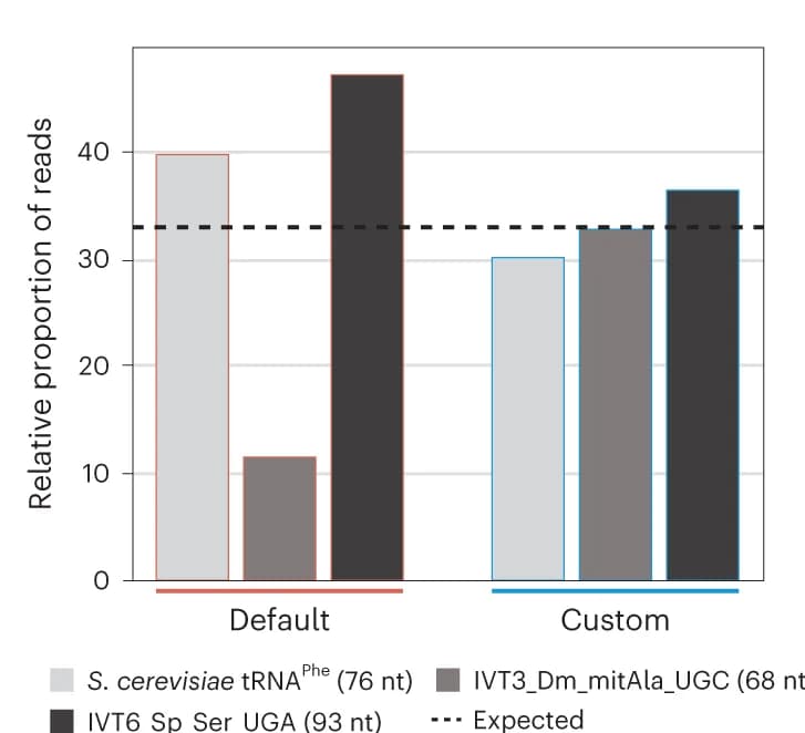 Open access visualization of Bar Plot, Clustered, IVT tRNA, D. melanogaster, S. pneumoniae