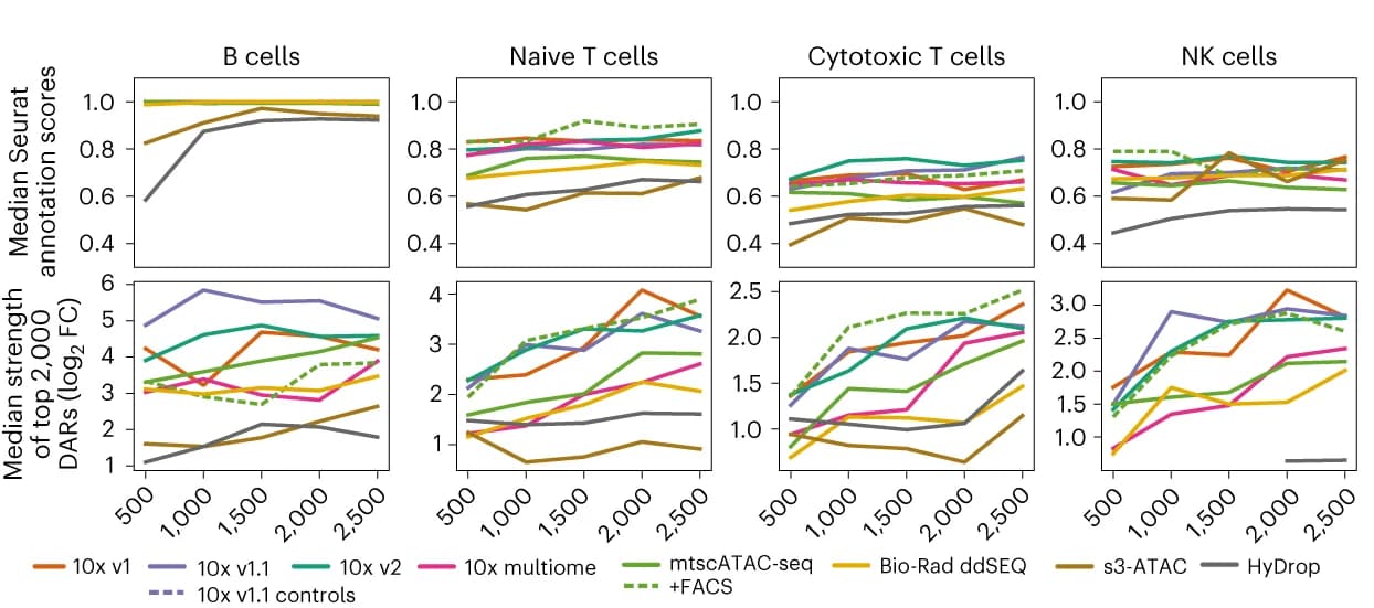 Open access visualization of Line Plot, Seurat Label Transfer, Fold Change, Differentially Accessible Regions, Cell Types