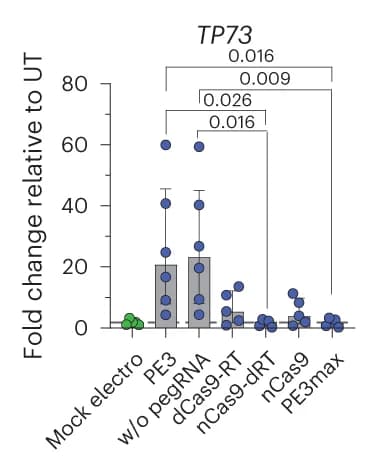 Open access visualization of Bar Plot, Scatter Plot, Error Bars, Fold Change, TP73
