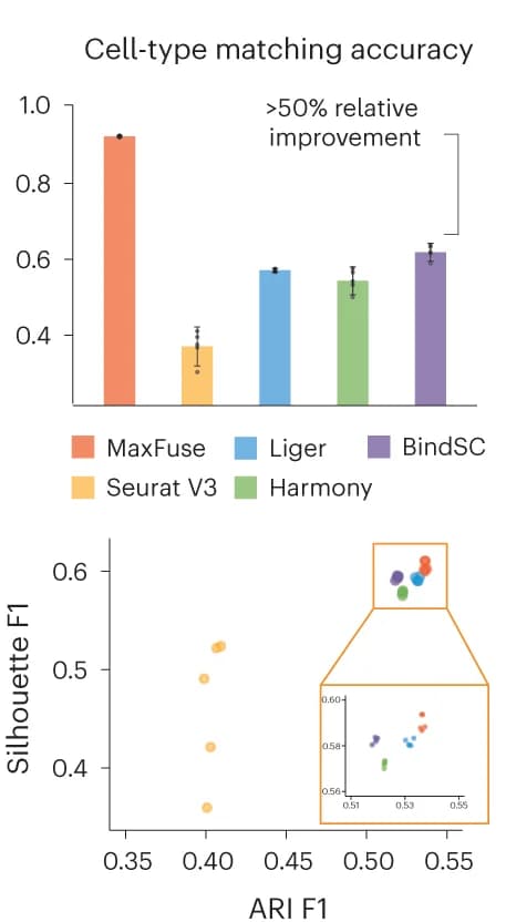 Open access visualization of Bar Plot, Error Bars, Scatter Plot, Metrics, Cell Type Matching Accuracy
