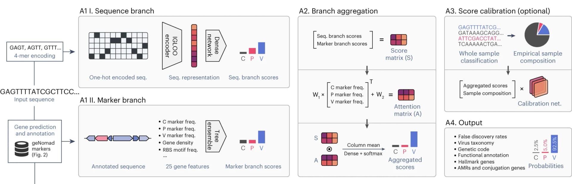 Open access visualization of Workflow, Bar Plot, Pie Chart, Nucleotide Sequences, IGLOO Neural Network