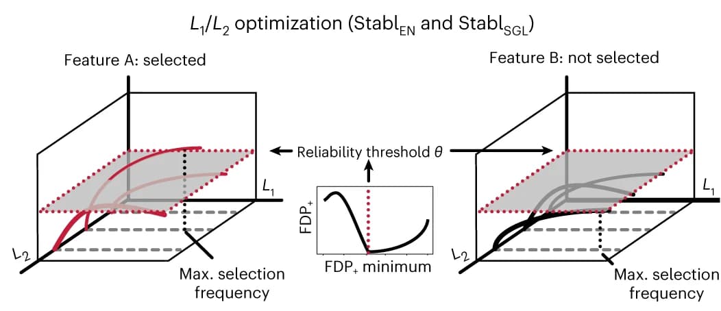 Open access visualization of 3D Plot, Line Plot, Selection Frequency, Regularization Parameters, Feature Selection