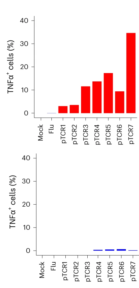 Open access visualization of Bar Plot, Clustered, Flow Cytometry, T Cells, TCRs