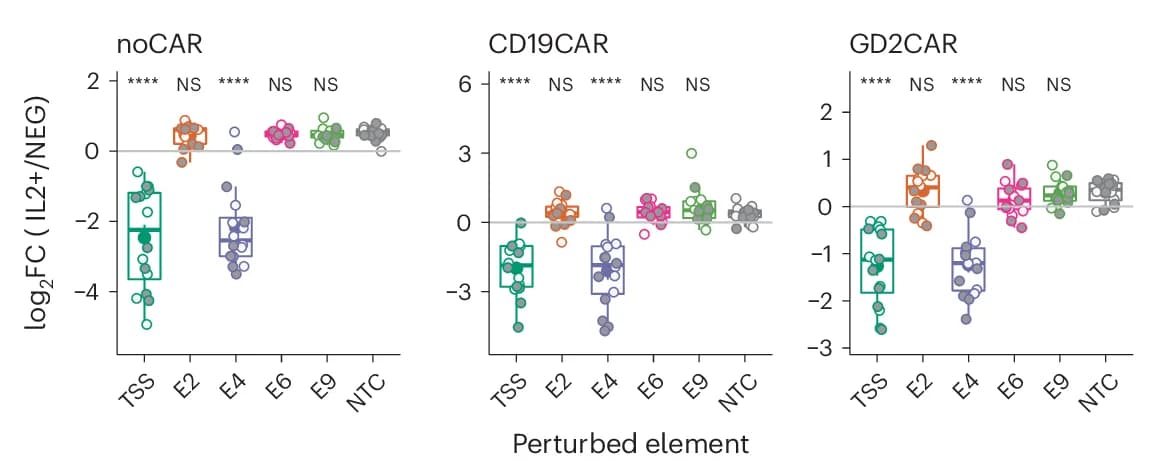 Open access visualization of Box Plot, Scatter Plot, CRISPRi gRNA, Enrichment Screen, Memory CD4+ T Cells