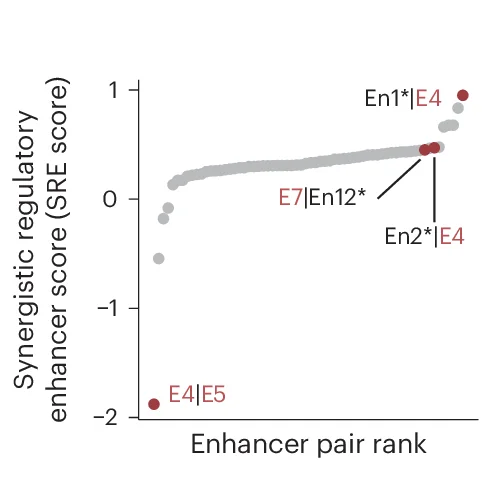 Open access visualization of Scatter Plot, SRE Scores, EE Pairs, SRE Model, Enhancer Pairs