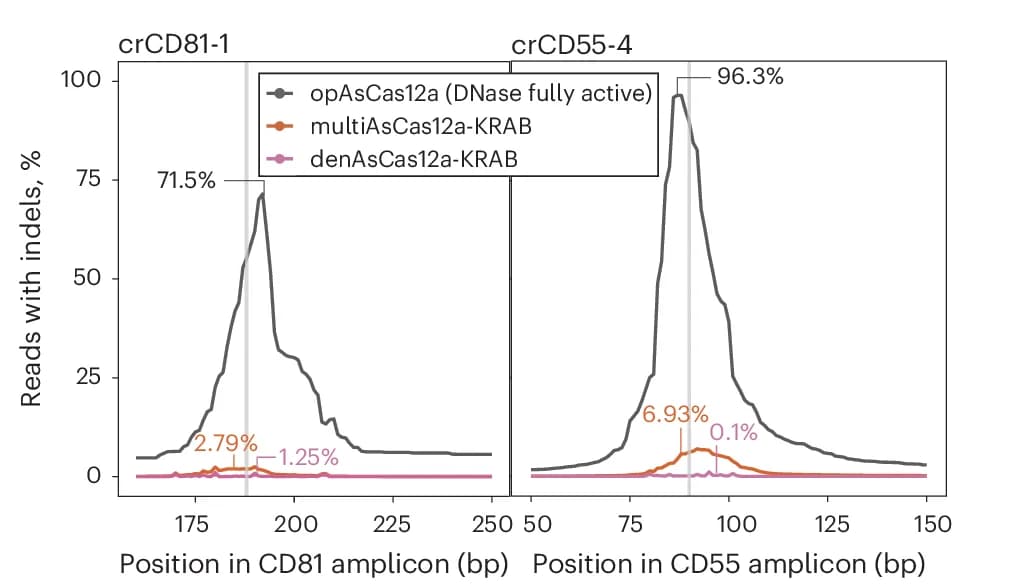 Open access visualization of Line Plot, Indel Quantification, PCR Amplicons, crCD81-1, crCD55-4