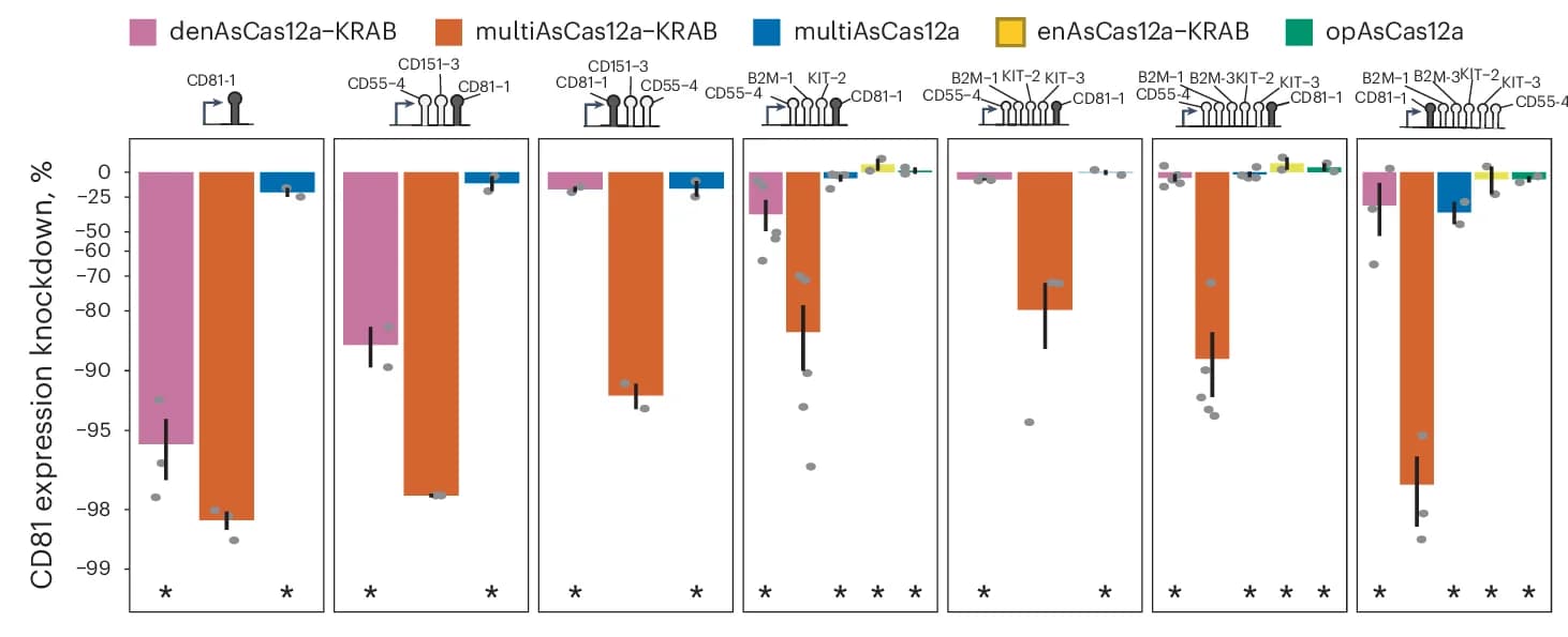 Open access visualization of Bar Plot, Error Bars, Scatter Plot, K562 Cells, PiggyBac Transposition