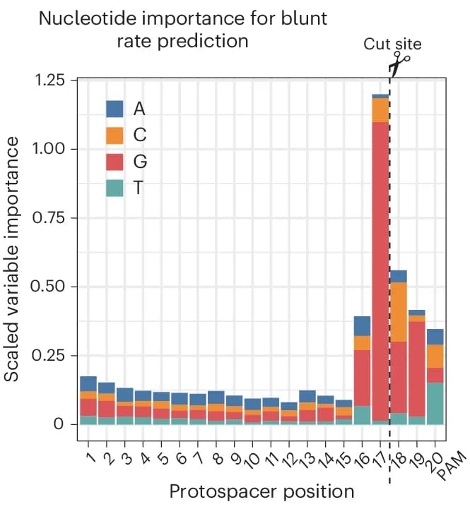 Open access visualization of Stacked Bar Plot, Nucleotide Composition, Protospacer, XGBoost, Nucleotide Position