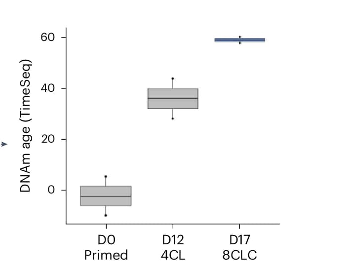 Open access visualization of Box Plot, DNAm Age, WGBS Data, 8-Cell Like Cells, Cell Culture