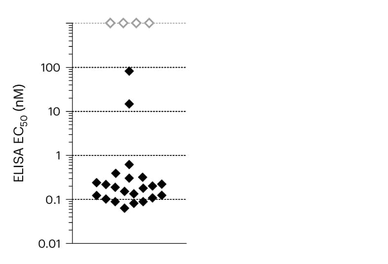 Open access visualization of Scatter Plot, Anti-RBD ELISA, EC50, Antibody Concentration, RBD Binding